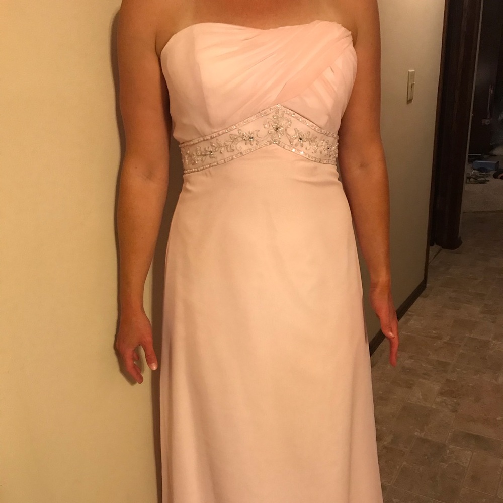 Mori Lee pink chiffon dress size 11/12